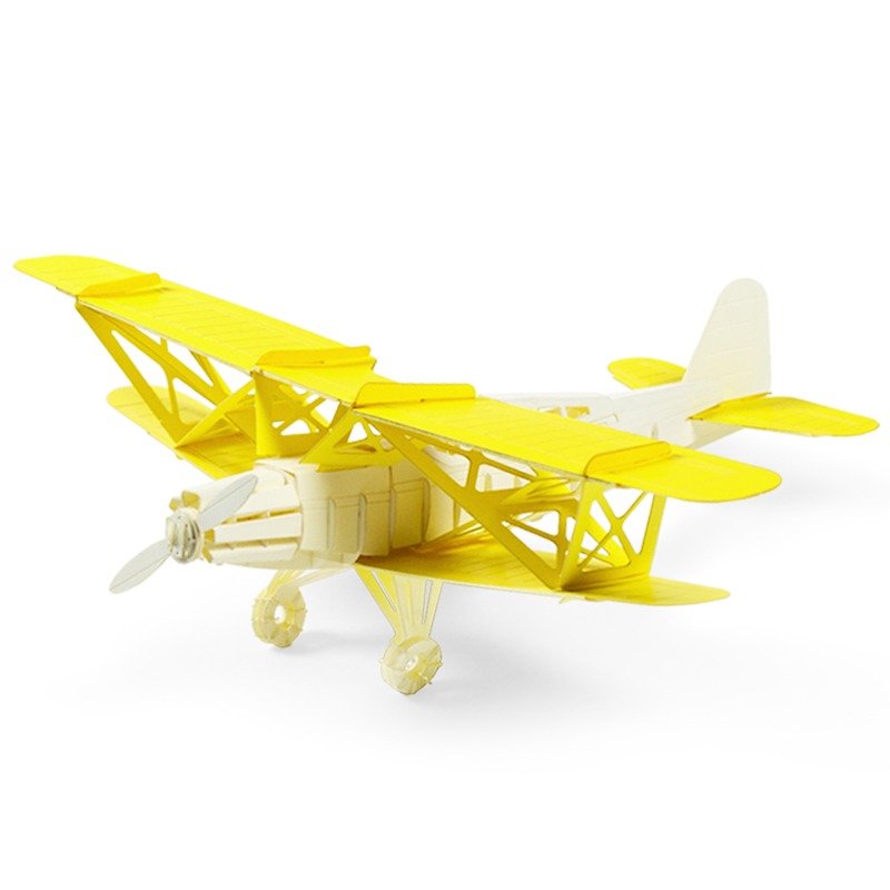 Papero Paper Landscape DIY Mini Model - Biplane (Yellow) / Biplane (yellow) - งานไม้/ไม้ไผ่/ตัดกระดาษ - วัสดุอื่นๆ สีเหลือง