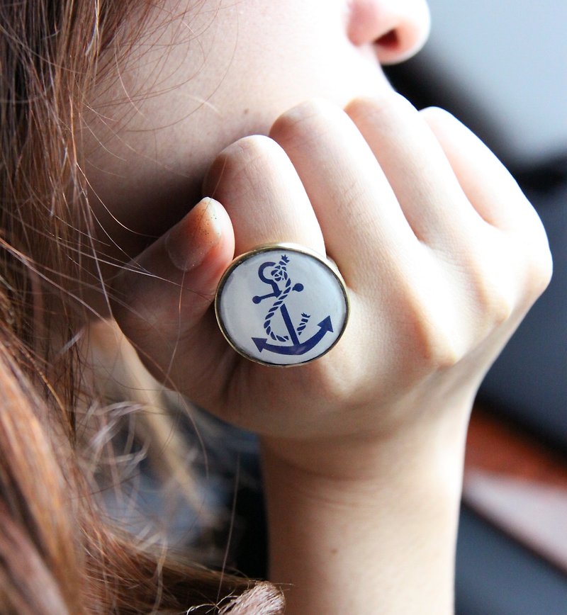 Anchor Ring / Fashion Cute Navy Style Jewelry / Adjustable Ring / Girl Woman Accessories - General Rings - Other Metals Gold