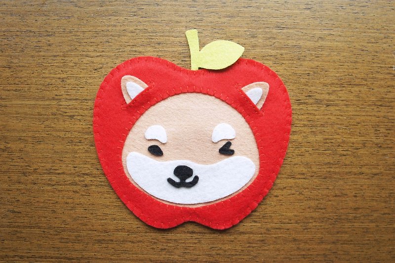 Mangogirl Healing Apple Shiba Inu Handmade Coaster - Coasters - Other Materials 