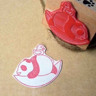手作りカードはがきスタンプラバースタンプに適した黄色いアヒルの子パンダユアンザイクリエイティブスタンプ