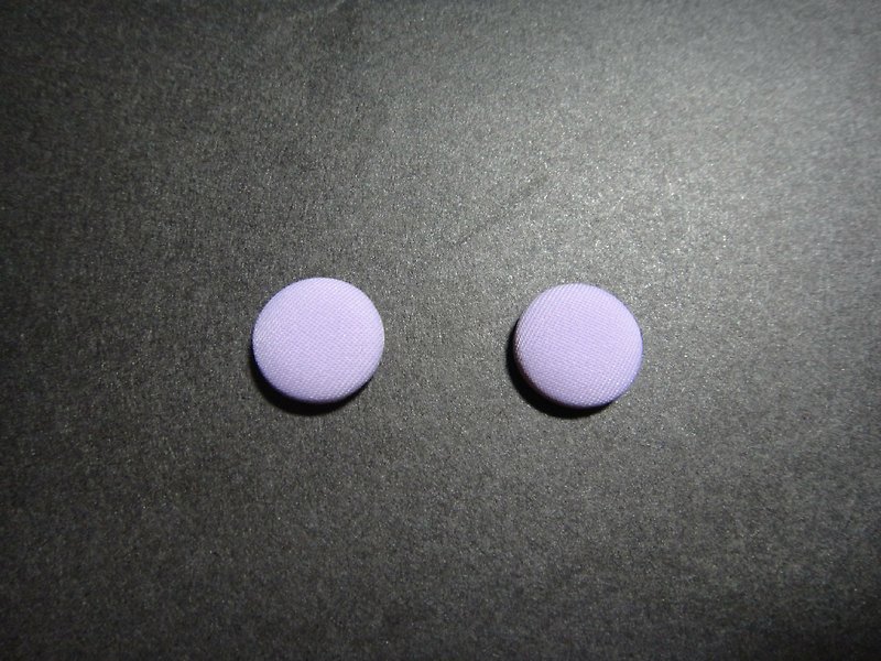 (C) _ purple rose soft cloth button earrings C22BT / UZ56 - ต่างหู - ผ้าไหม สีม่วง