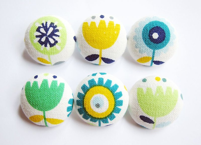 Cloth button button knitting sewing handmade material big flower DIY material - Knitting, Embroidery, Felted Wool & Sewing - Cotton & Hemp Green