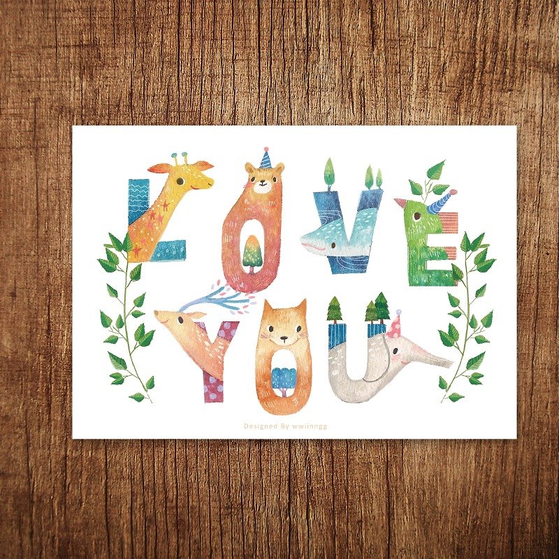 Illustration postcard -I love you. - Cards & Postcards - Paper Multicolor