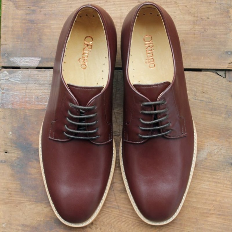 One Cut fruit yield Blucher shoes Blucher Shoe burgundy Burgundy - Men's Leather Shoes - Genuine Leather Red