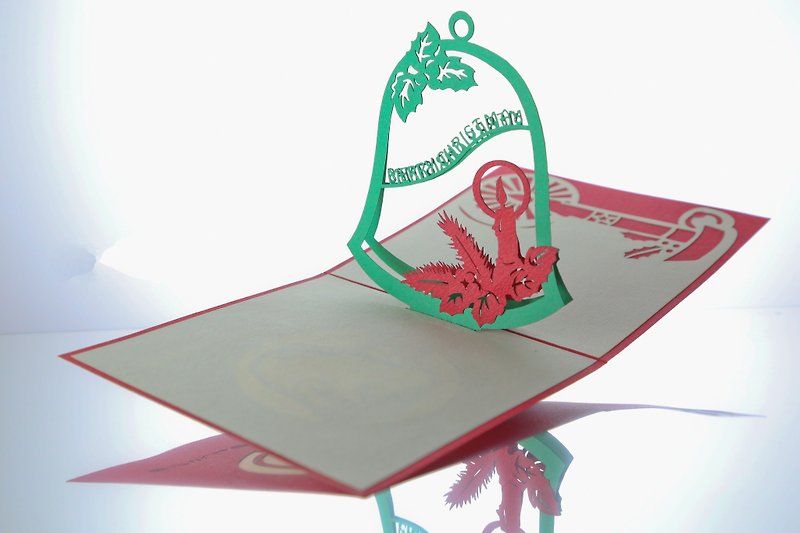 3D聖誕鈴鐺立體卡片 - 卡片/明信片 - 紙 紅色