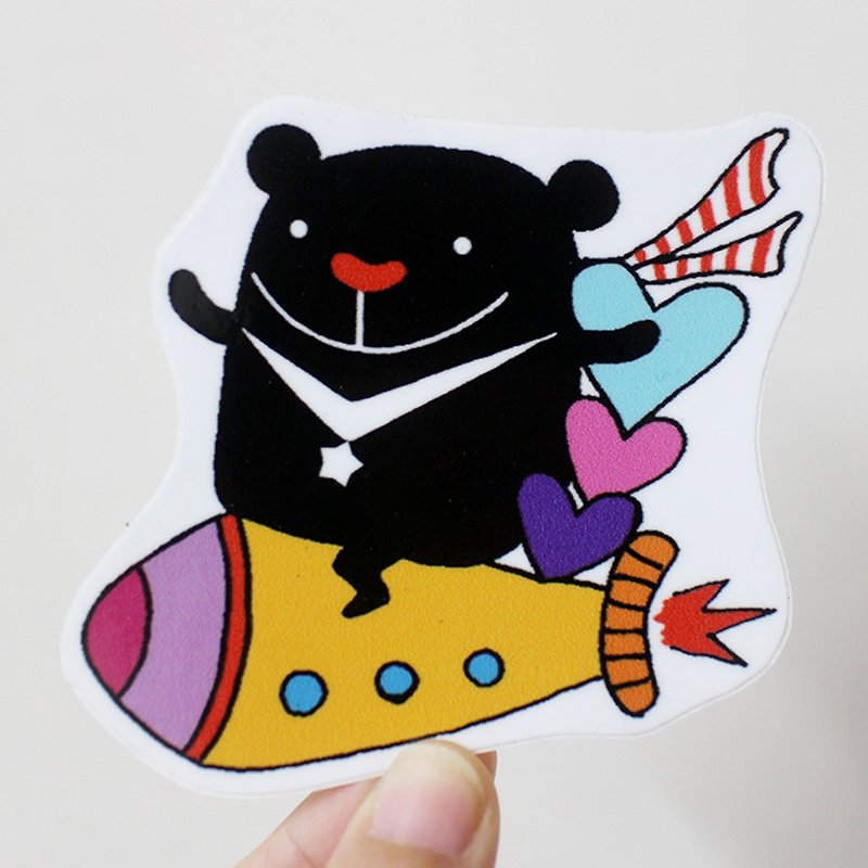 Waterproof Sticker (Large)_Rocket Black Bear - สติกเกอร์ - วัสดุกันนำ้ 
