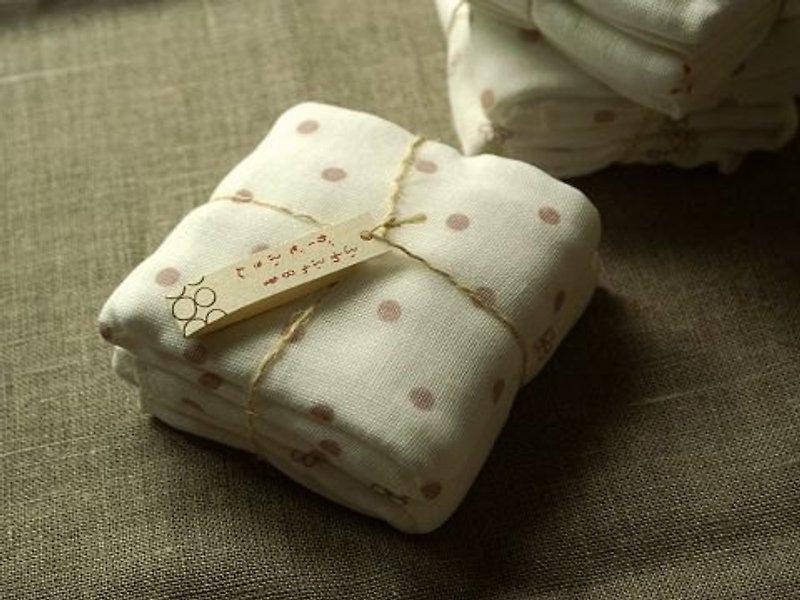 日本IZAWA   和風的柔軟 8層棉紗布擦手巾/擦碗巾 水玉與花 - 其他 - 棉．麻 白色