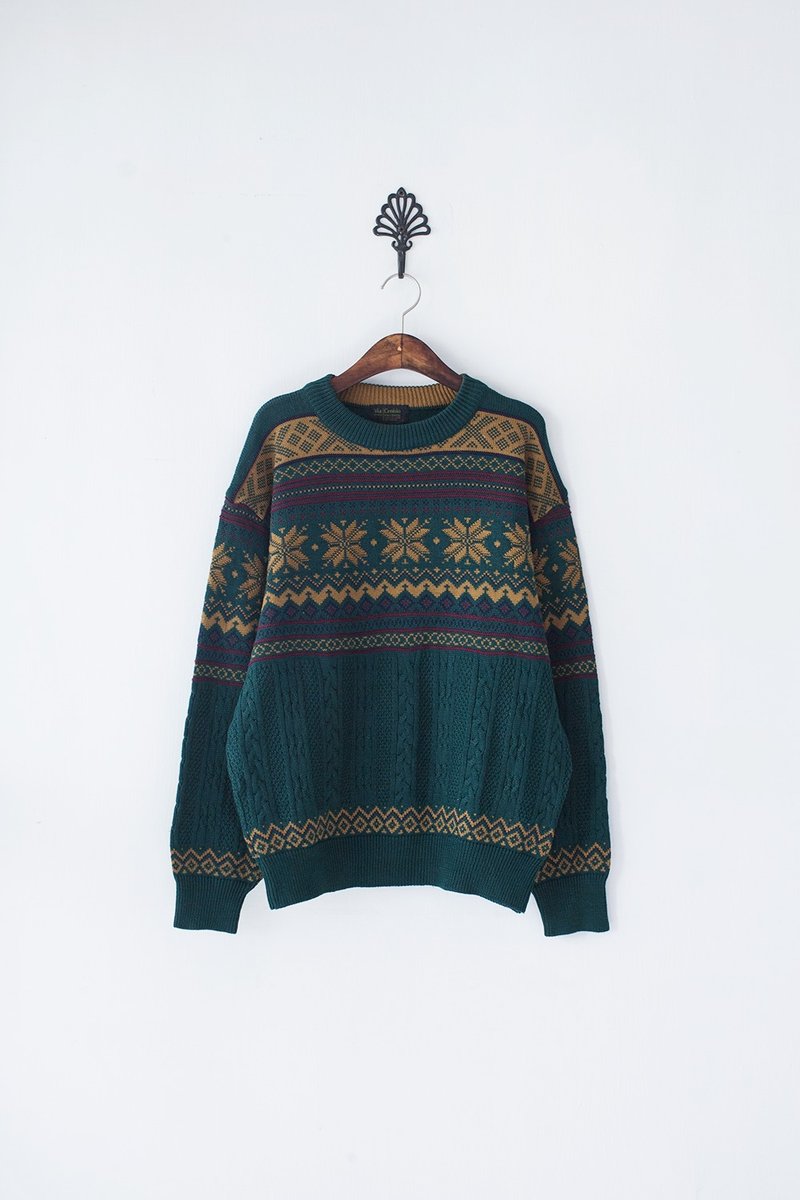 【Banana Flyin'】日本 復古著 經典 雪花 麻花 毛衣 - Men's Sweaters - Other Materials Green