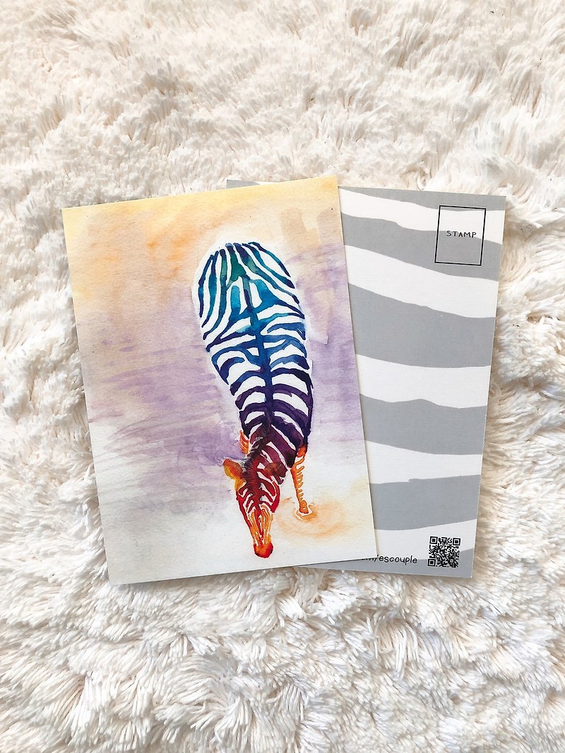 Animal Postcard Colorful Zebra - Cards & Postcards - Paper 
