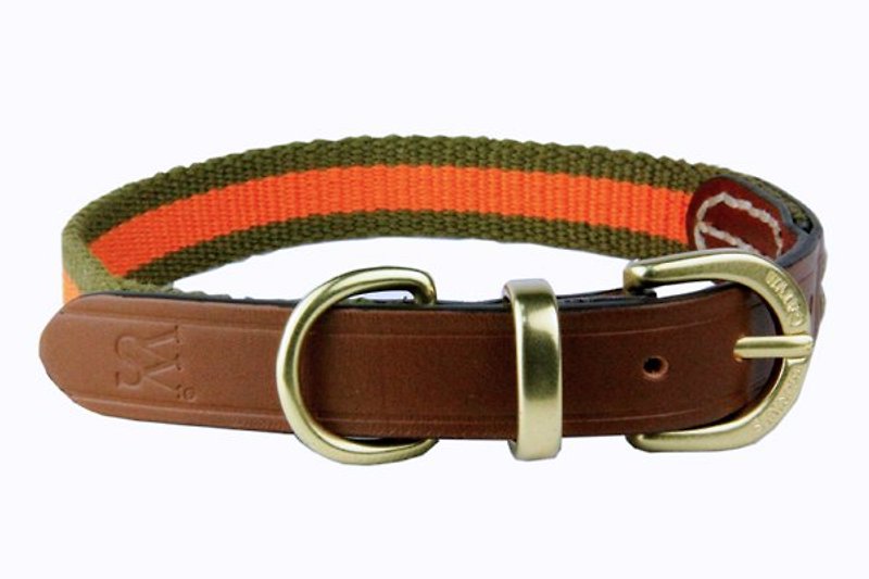 韋斯 [W&S] 典雅織帶項圈-尺寸XS-有棕色、黑色、橘色 - 貓狗頸圈/牽繩 - 真皮 橘色