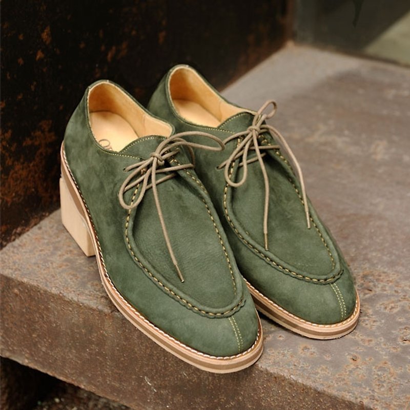 Wallabee low profile rubber-soled shoes │ Forest Green Kangaroo - รองเท้าลำลองผู้ชาย - หนังแท้ สีเขียว