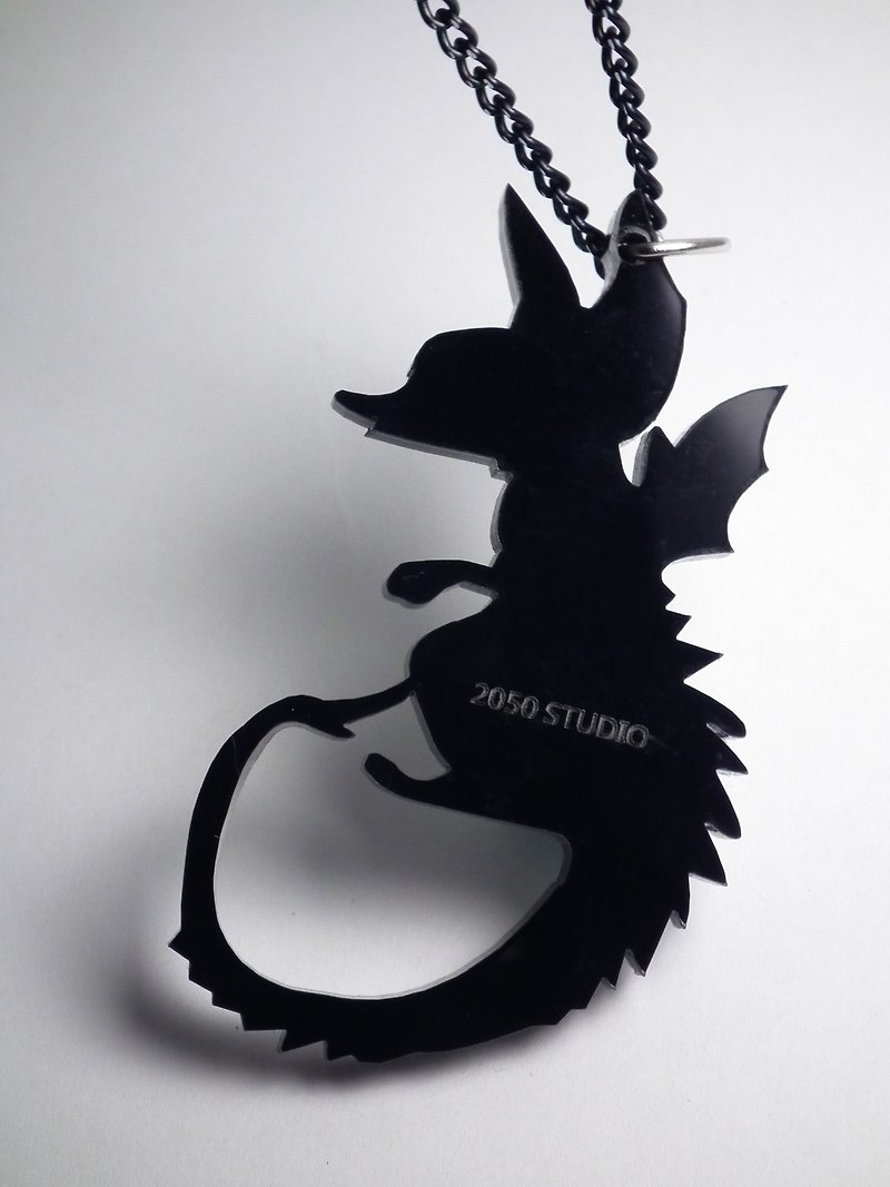 噴火龍項鍊/鑰匙圈 - 項鍊 - 塑膠 黑色