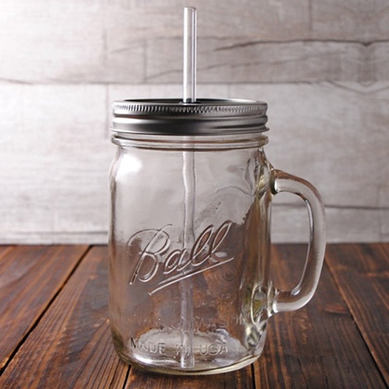 700cc 【MSA Ball Jar】 Large-capacity lemonade special engraved glass jar mug (send glass green straw) Rednek Handled Glass Mugs customization - Reusable Straws - Glass Brown