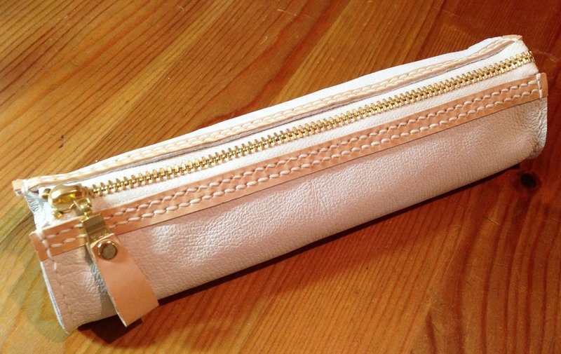 Great sunny ~ @ white leather pencil case pencil case - กล่องดินสอ/ถุงดินสอ - หนังแท้ ขาว