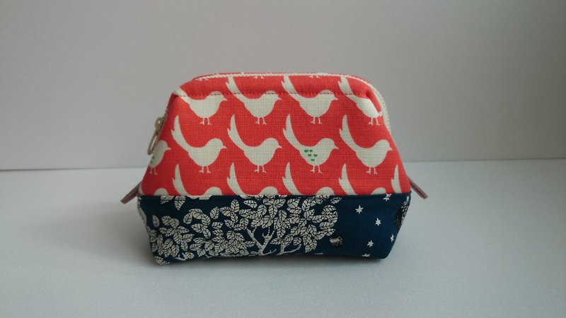 Wanzhu park _ feel mo type cosmetic admission package _ _ _ Happy Birds Orange - Toiletry Bags & Pouches - Cotton & Hemp Orange