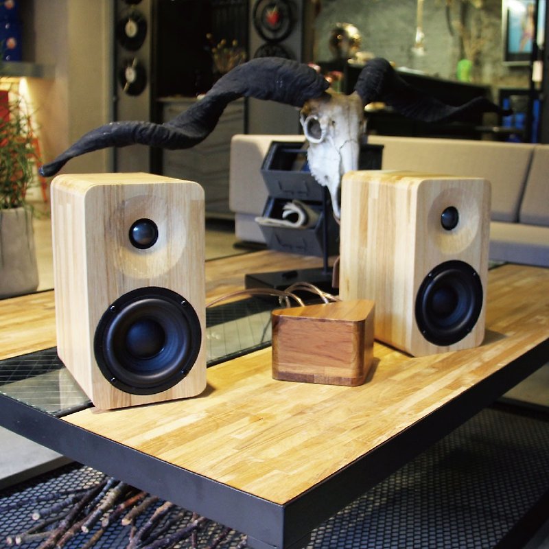 MINFORT | repop Bluetooth amplifier + min16 passive speakers one pair (white oak paragraph) - Speakers - Wood Khaki