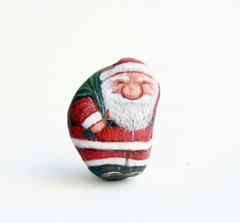 Santa Claus stone painting - Other - Waterproof Material Red