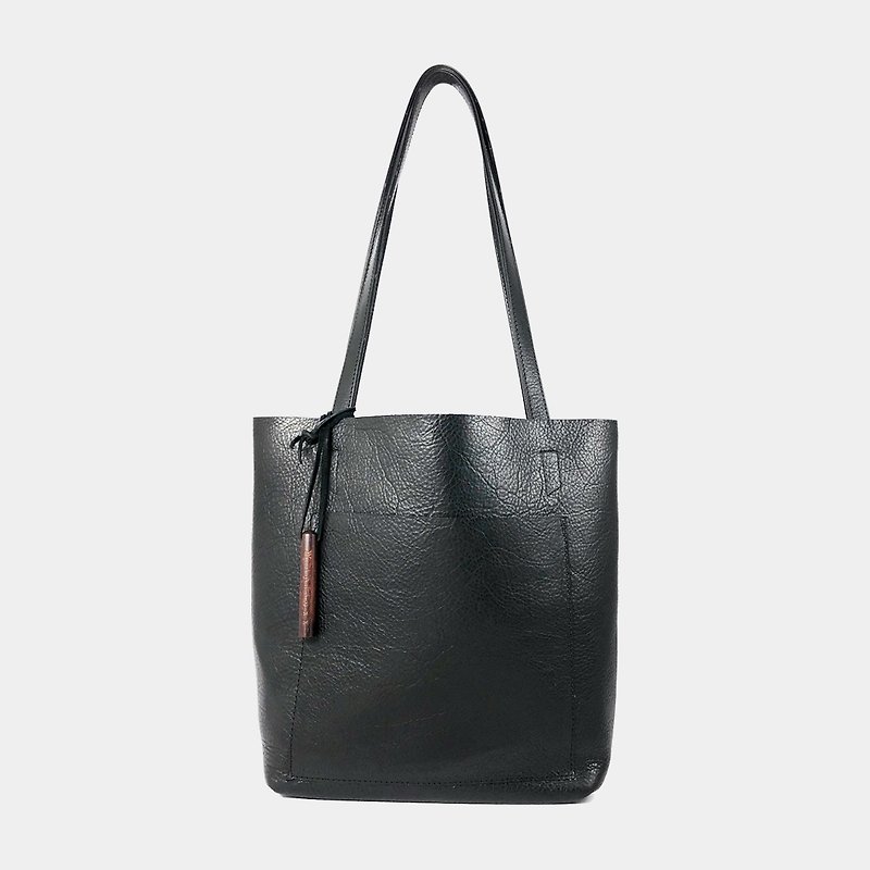 Influxx S1T1 - Basic Leather Tote - Midnight Black - Messenger Bags & Sling Bags - Genuine Leather Black