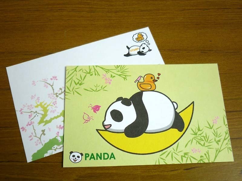竹林猫熊猫明信片