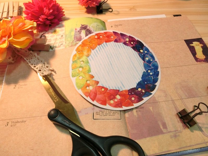 Sensenxiu Original Handbook Sticker-Color Leaf Circle (Large) - สติกเกอร์ - กระดาษ 
