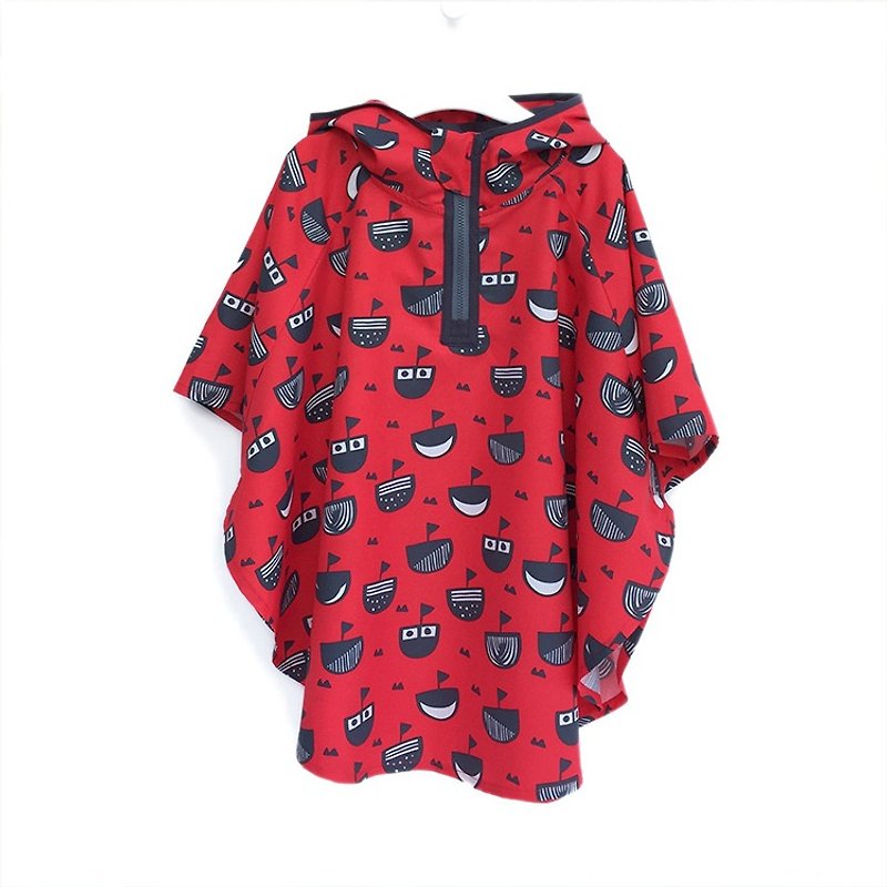 OGG冒險趣寶寶探險斗篷 防水斗篷 小小海盜船 小雨衣紅色 - 兒童雨衣/雨傘 - 防水材質 紅色