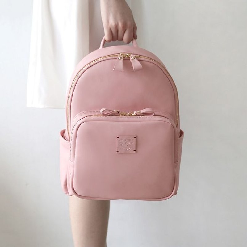 Dessin x MPL.Design- Macaron leather backpack after official - strawberry cream, MPL24079 - Backpacks - Genuine Leather Pink