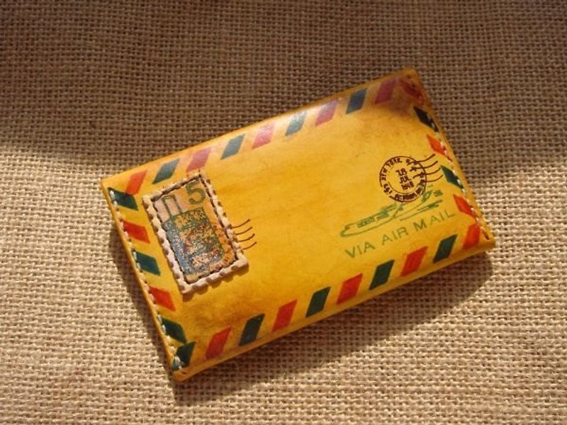 [ISSIS] Envelope Type Lightweight Small Card Holder/Business Card Holder-- (6) - ที่ใส่บัตรคล้องคอ - หนังแท้ สีเหลือง