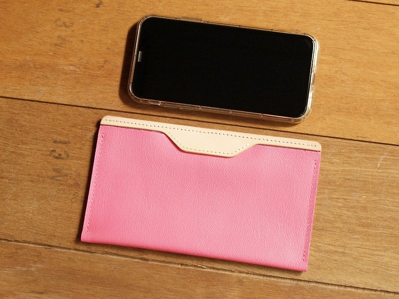 iPhone 14 Pro Max 真皮手機殼套(英文刻印/禮物包裝)Peach Pink - 手機殼/手機套 - 真皮 粉紅色
