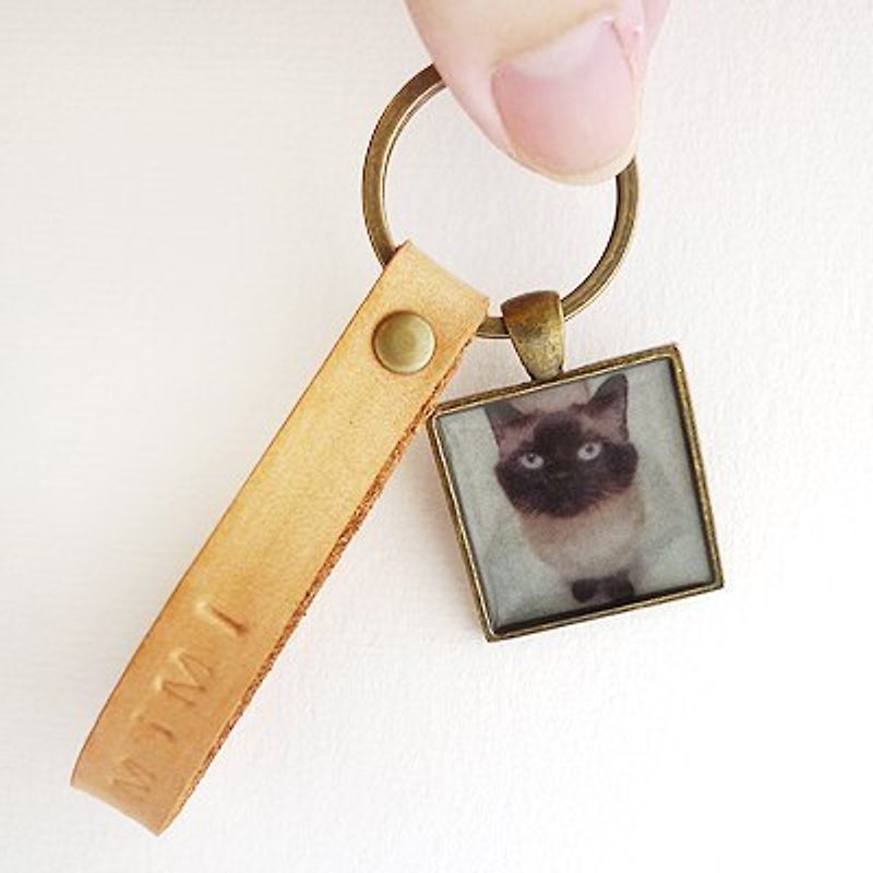 ** Customized ** FaMa ‧ s leather stamp keyring * strap (cats and dogs) - พวงกุญแจ - หนังแท้ สีนำ้ตาล