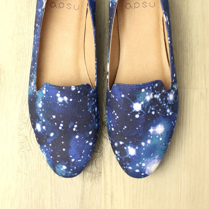 Spot No. 22.5] Twinkle Oubei La / handmade custom / Japan fabric - Mary Jane Shoes & Ballet Shoes - Other Materials Blue