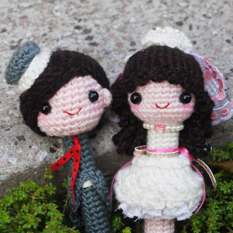 "Hand-made Woolen Yarn" Wedding Style Signature Pen ♥ Ｑ Baby Western-style Yarn ♥ - Stuffed Dolls & Figurines - Other Materials Gray