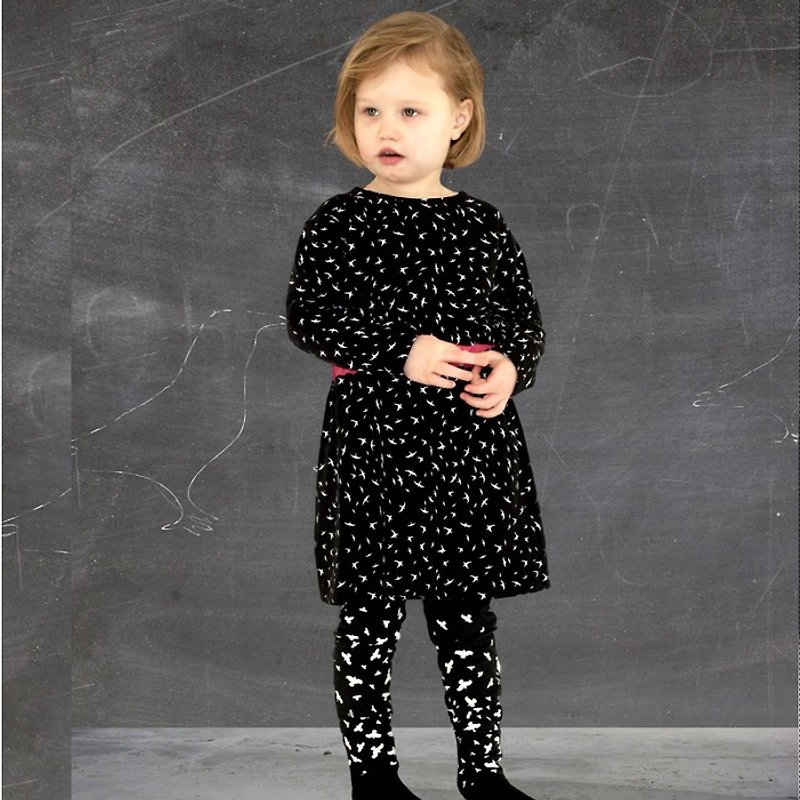 [Nordic children's clothing] Iceland organic cotton belt girl dress 3 to 6 years old - Kids' Dresses - Cotton & Hemp Black