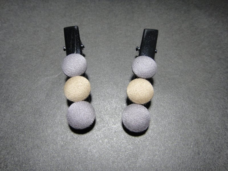 Iron Grey Champagne Button Duckbill Long Clip C20AMBZ66Z67 - Hair Accessories - Cotton & Hemp Gray