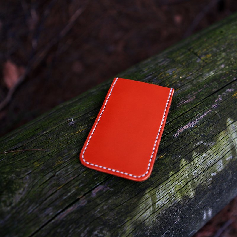 33. Hand-stitched leather simple card holder - ที่ใส่บัตรคล้องคอ - หนังแท้ 