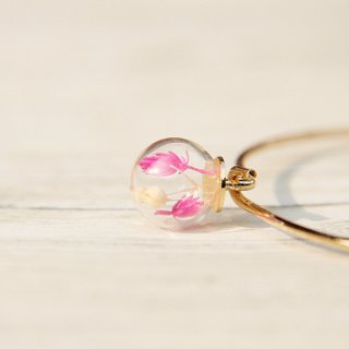 Western Valentine&amp;#39;s Day Gift / Forest Department / Glass Ball Dry Flower Simple Golden Bracelet-Red Flower