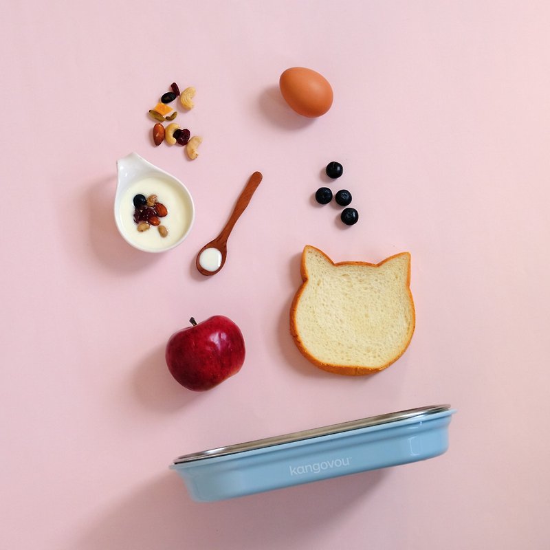 分隔餐盤【多色】-美國 Kangovou小袋鼠不鏽鋼安全餐具 - 兒童餐具/餐盤 - 不鏽鋼 藍色