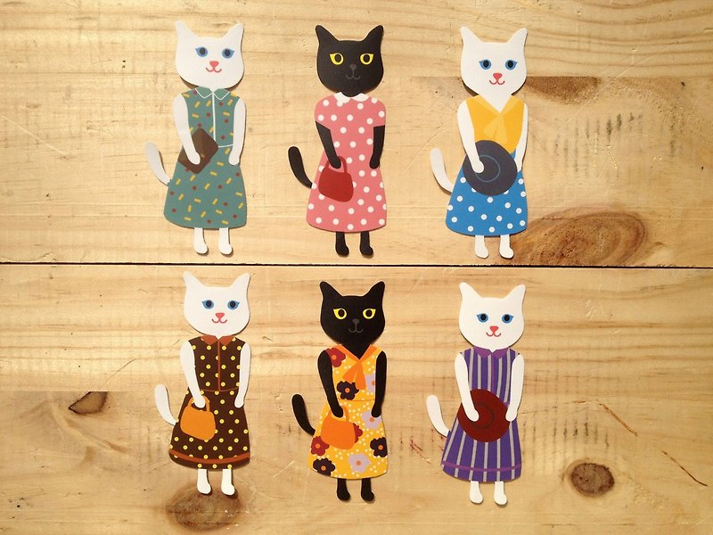 Vintage Meow Stickers Set - (includes 3) - สติกเกอร์ - วัสดุกันนำ้ หลากหลายสี