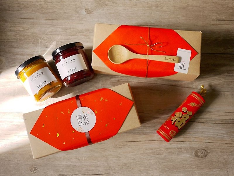 La Santé法式手工果醬-預購新年猴福氣果醬禮盒 限量加贈優格竹匙 - 果醬/抹醬 - 新鮮食材 紅色