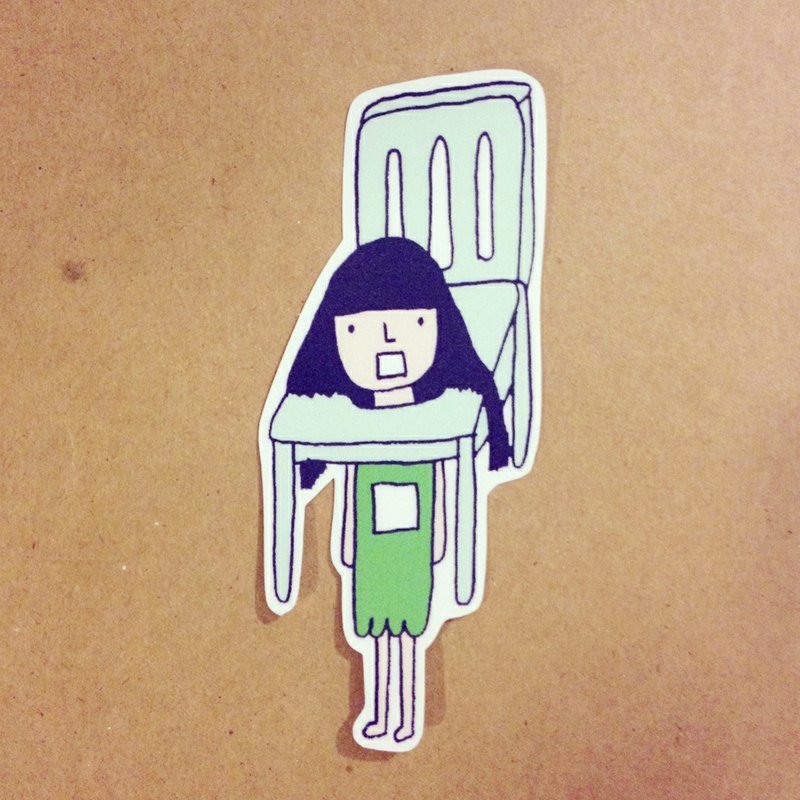 big sticker / chair girl - Stickers - Paper Green