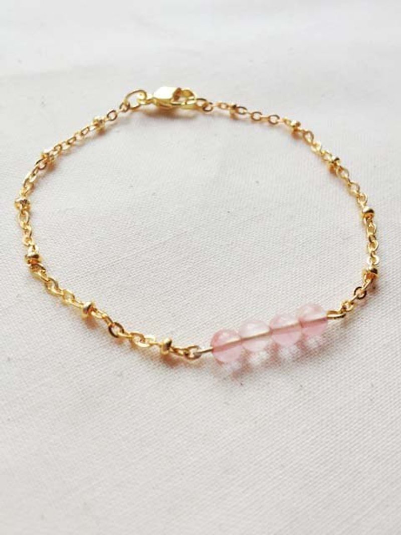 ﹉karbitrary﹉ ▲ ---⊕--- Watermelon natural crystal stone bracelet point K - Bracelets - Gemstone Pink