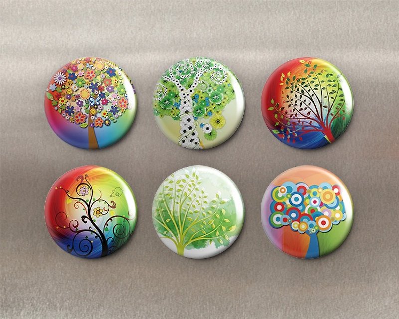 Tree of Life-Magnet (6pcs)/Badge (6pcs)/Birthday Gift【Special U Design】 - Magnets - Other Metals Multicolor
