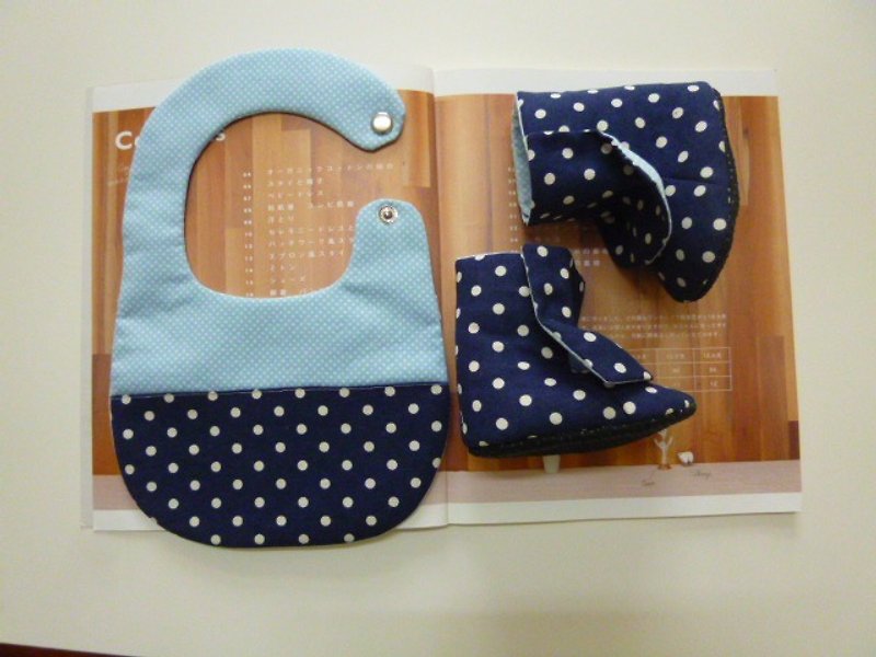 Little blue baby boots births gift Gogo bibs + - Baby Gift Sets - Cotton & Hemp Blue
