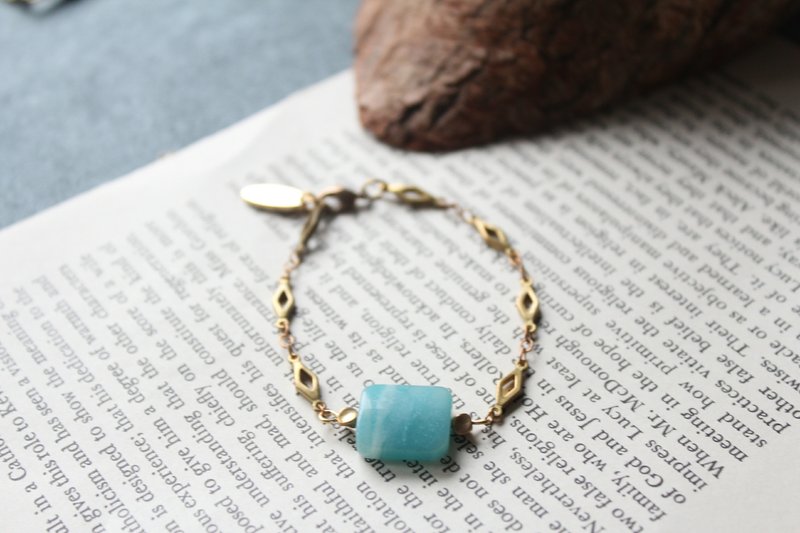 [A] Noah's Ark Emerald.3 emerald. Amazonite brass bracelet - Bracelets - Other Metals Blue