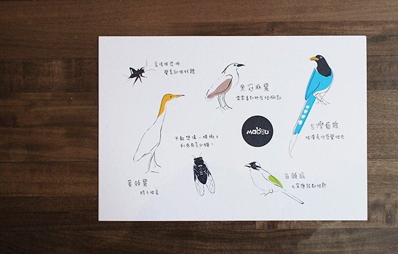 Maotu-鳥の友達に会う ポストカード - カード・はがき - 紙 多色