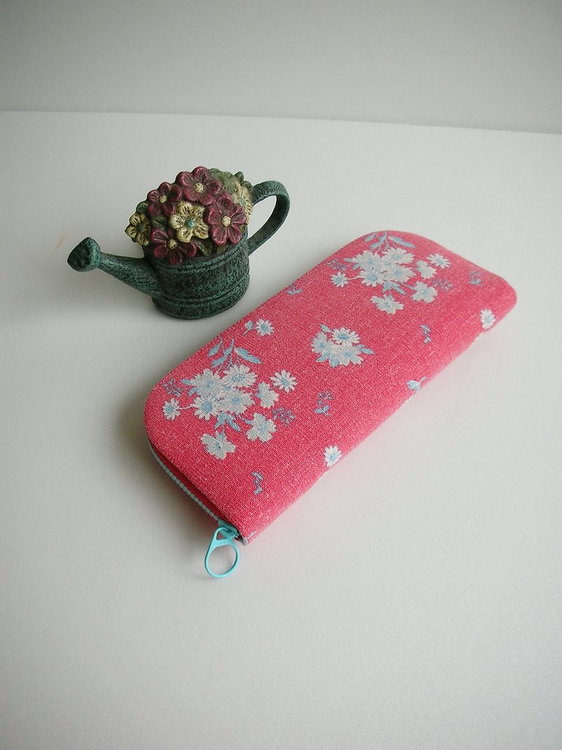 Matsuyama child pink daisy washed cotton - long clip / wallet / purse / gift *** last *** - กระเป๋าสตางค์ - วัสดุอื่นๆ สีแดง