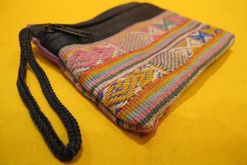 Traditional Peruvian small textured glove bag - blue and yellow - Other - Other Materials Multicolor