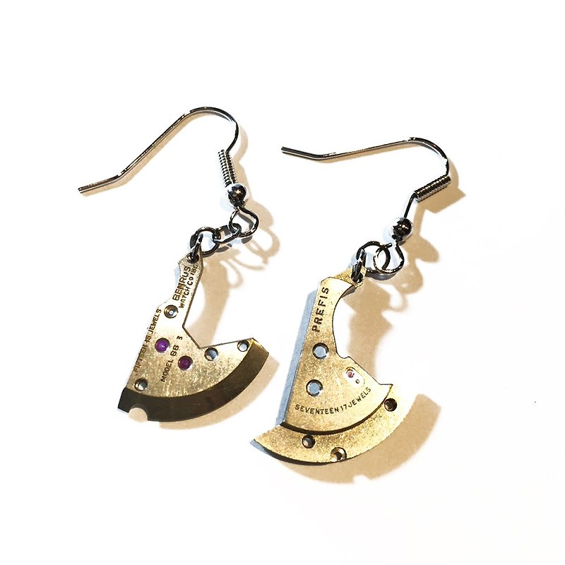 1960s European antique movement earrings pendant steampunk L - ต่างหู - โลหะ สีเทา