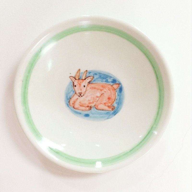 一隻山羊-蘭嶼手繪小碟 - 碟子/醬料碟 - 其他材質 咖啡色