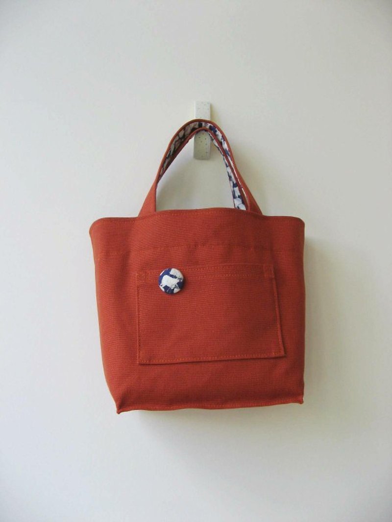 Little Sheep Walking Tote Bag (Brick Orange) - กระเป๋าถือ - วัสดุอื่นๆ สีนำ้ตาล