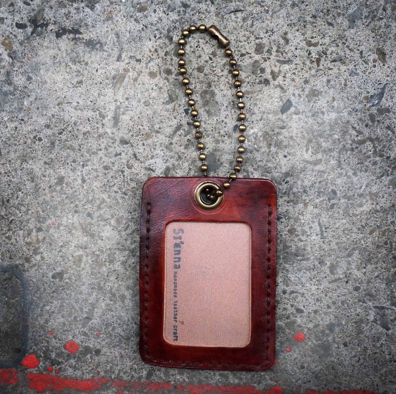 Sienna leather ID ticket luggage card holder - ID & Badge Holders - Genuine Leather Brown
